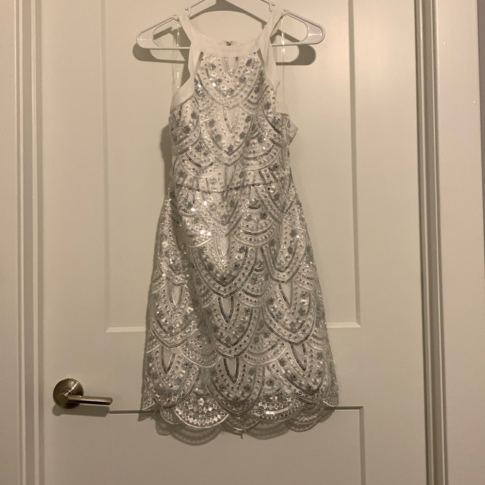 White sequined mini dress